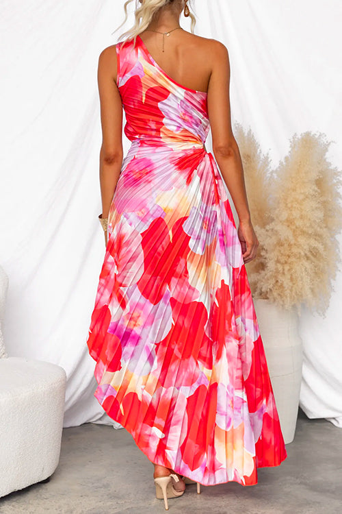 Floral A-Line Maxi Dress with Sleeveless Design