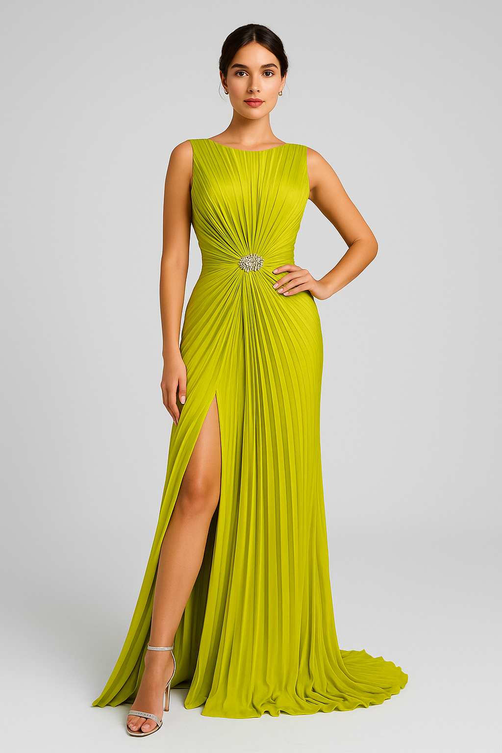 Beaded Maxi Dress with Thigh-High Slit