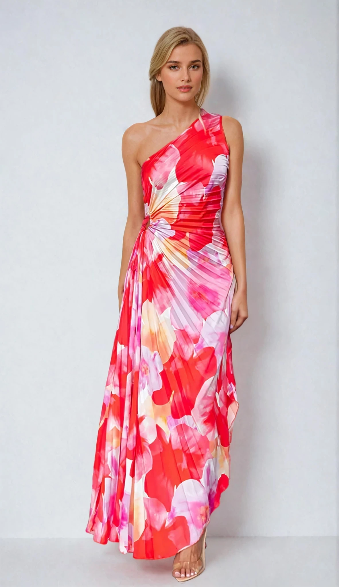 Floral A-Line Maxi Dress with Sleeveless Design
