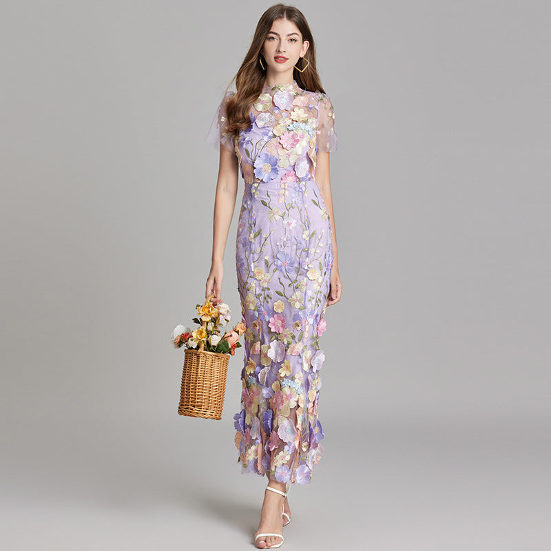Sheer Maxi Dress with Embroidered Detailing