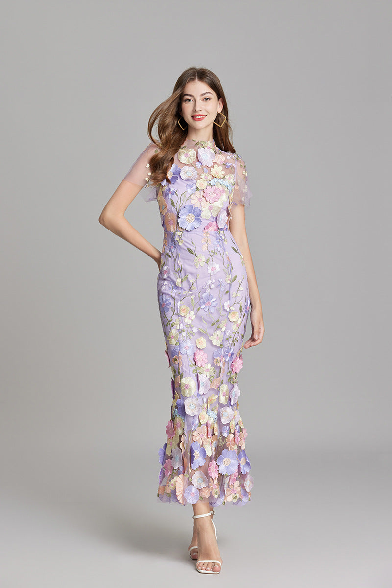 Sheer Maxi Dress with Embroidered Detailing