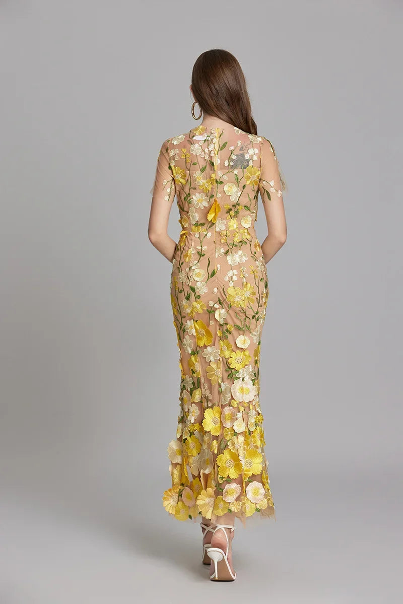 Sheer Maxi Dress with Embroidered Detailing