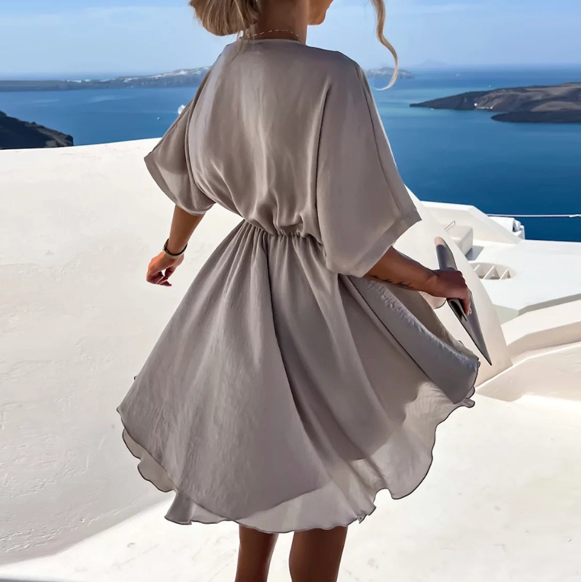Flowy Wrap-Style Mini Dress