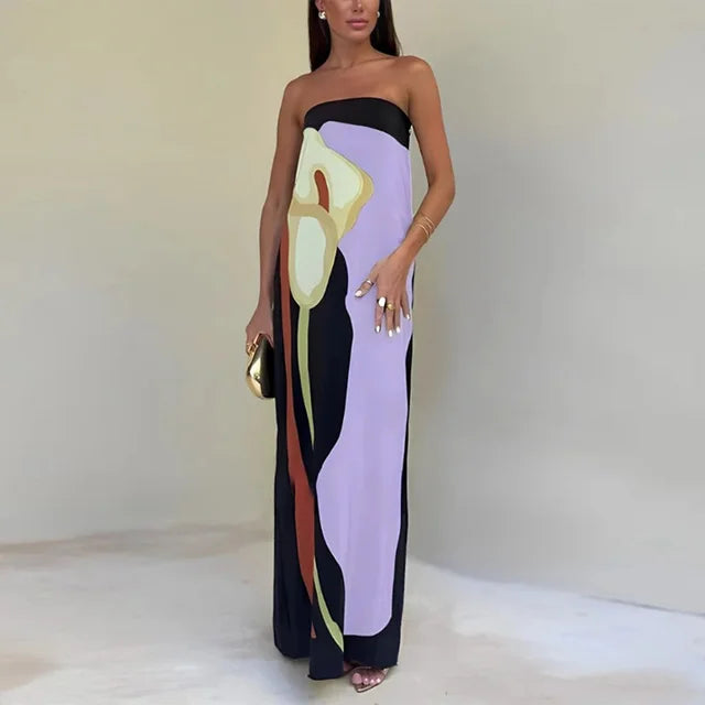 Colorful Maxi Dress with Flowing Silhouette