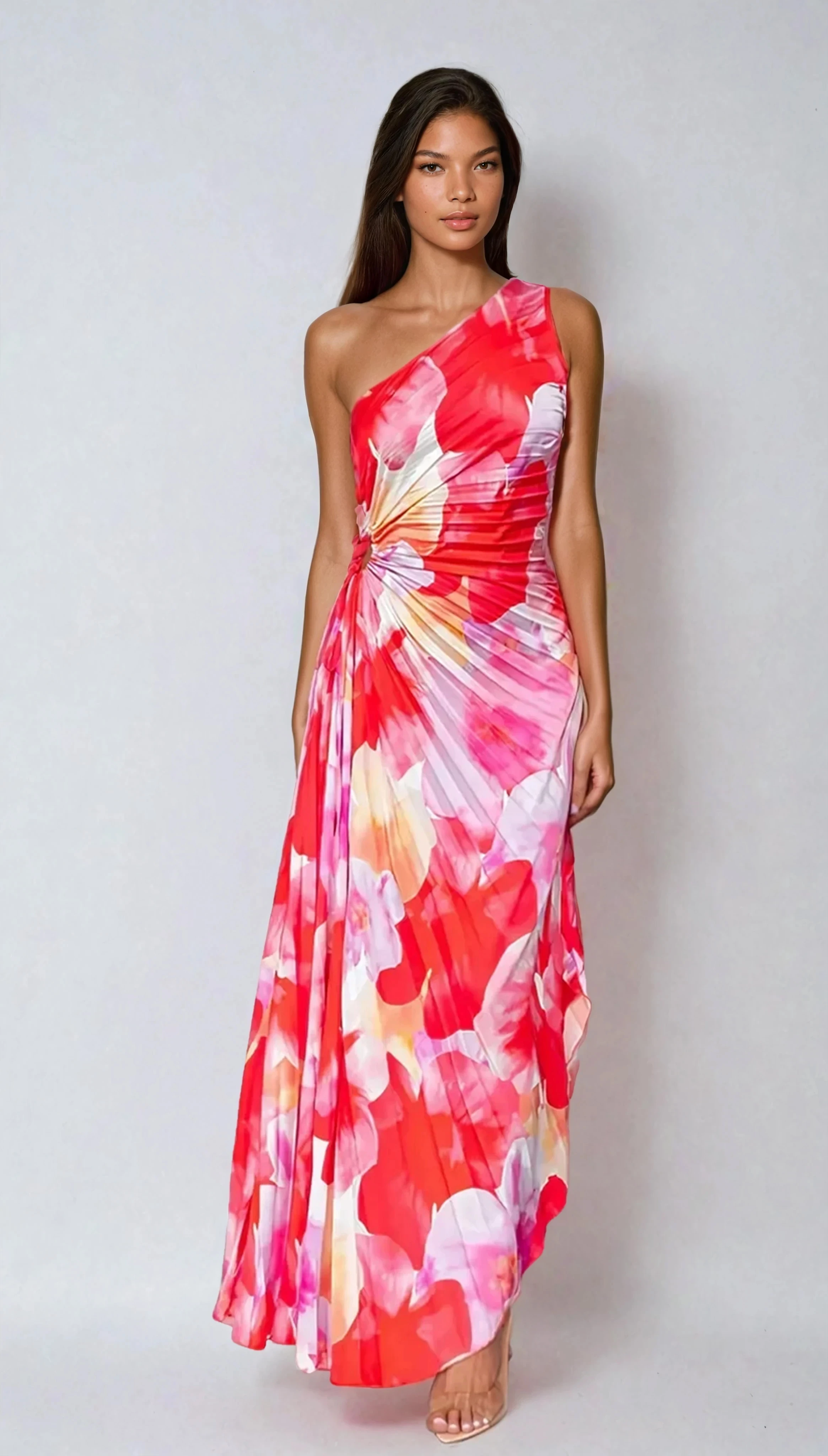 Floral A-Line Maxi Dress with Sleeveless Design
