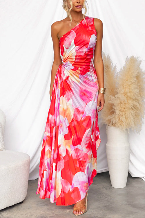 Floral A-Line Maxi Dress with Sleeveless Design