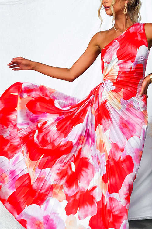Floral A-Line Maxi Dress with Sleeveless Design