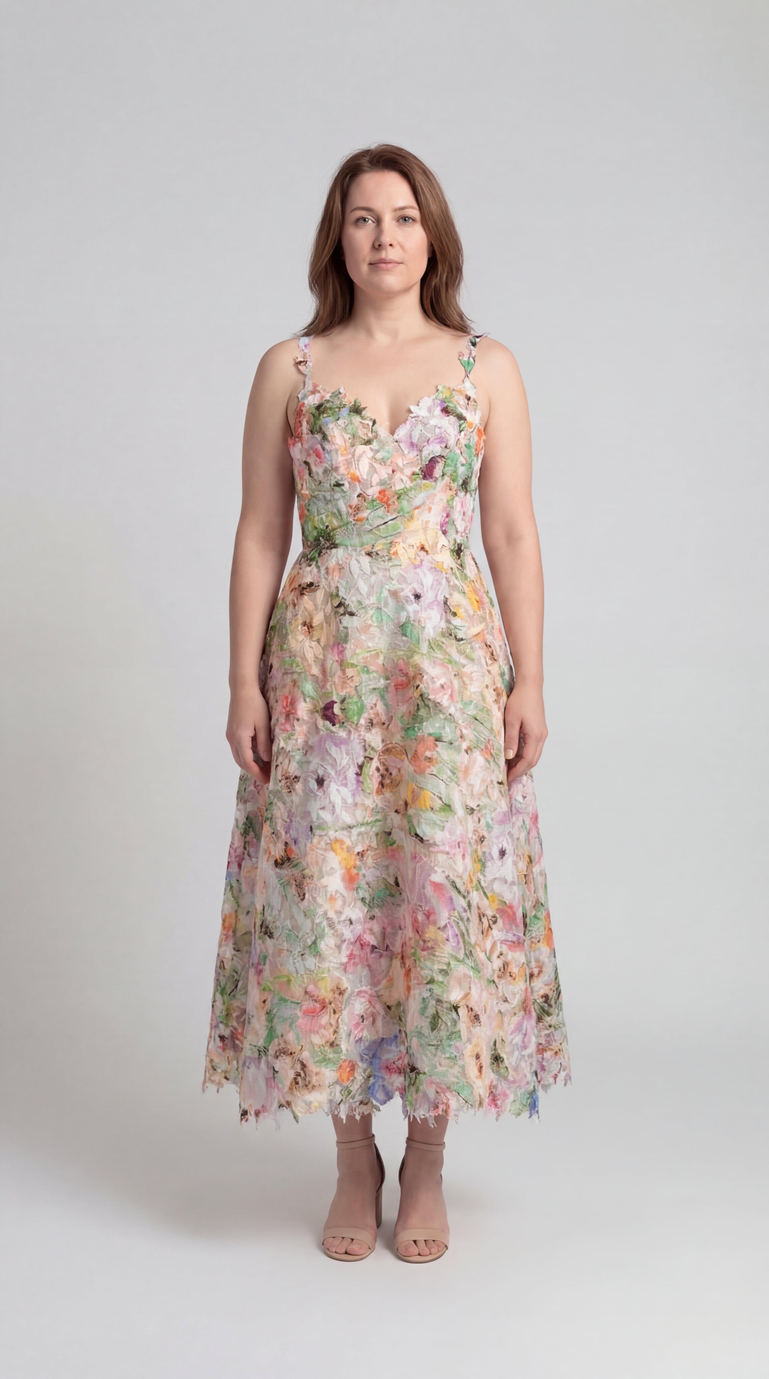 Floral Embroidered Lace Midi Dress