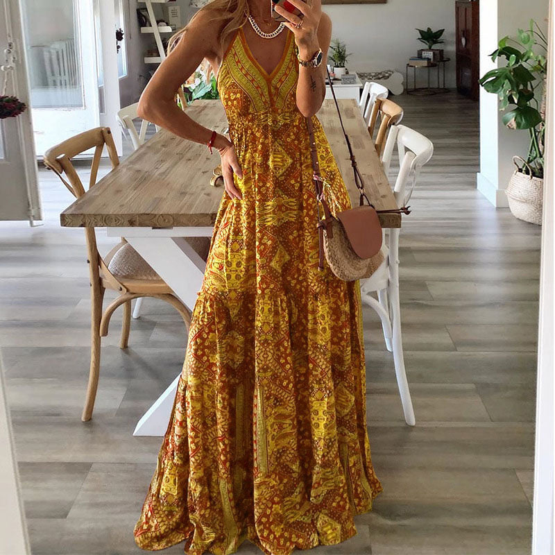 Sydney | Women's Boho V Neck Flowy Maxi Dress