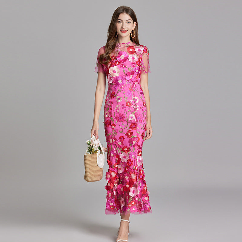 Sheer Maxi Dress with Embroidered Detailing