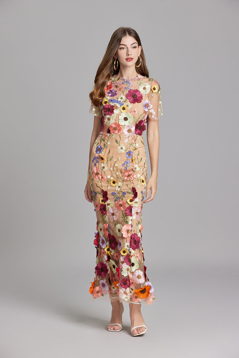 Sheer Maxi Dress with Embroidered Detailing