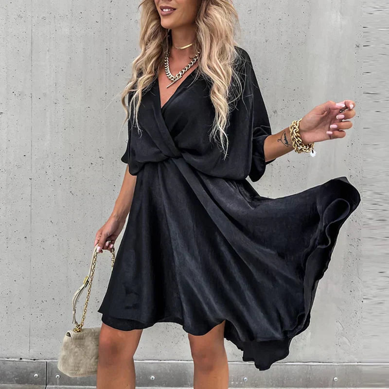 Flowy Wrap-Style Mini Dress
