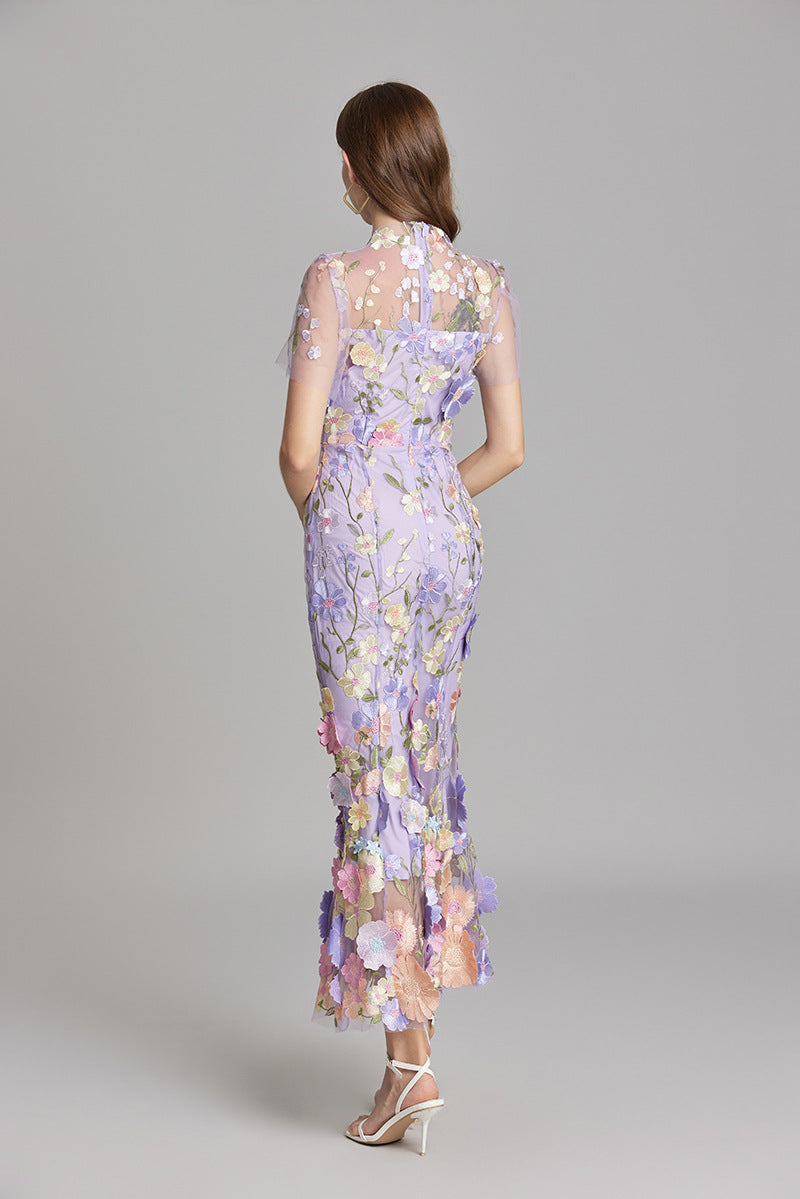 Sheer Maxi Dress with Embroidered Detailing