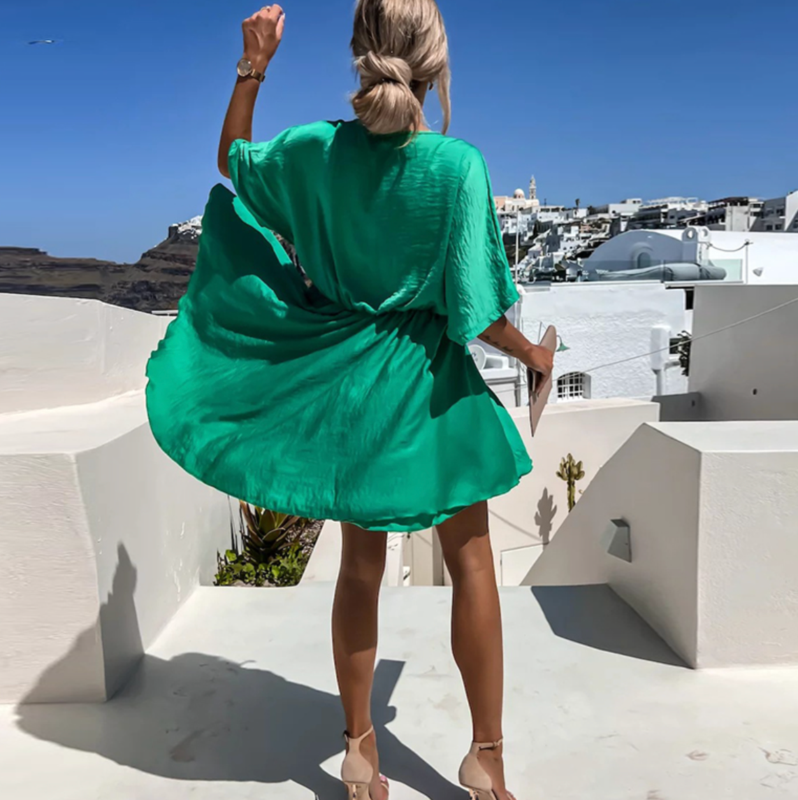 Flowy Wrap-Style Mini Dress