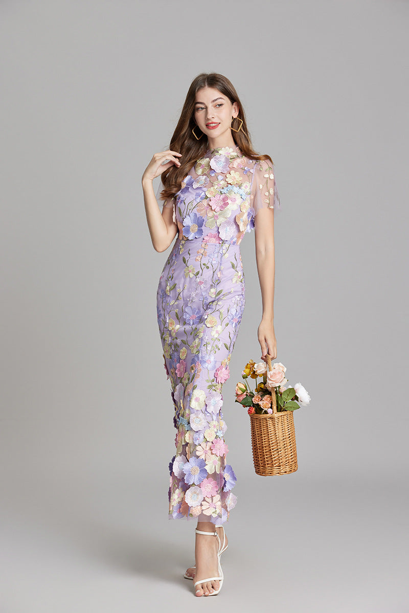 Sheer Maxi Dress with Embroidered Detailing