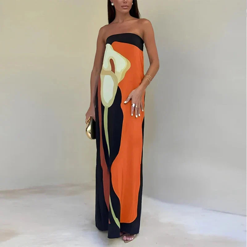 Colorful Maxi Dress with Flowing Silhouette