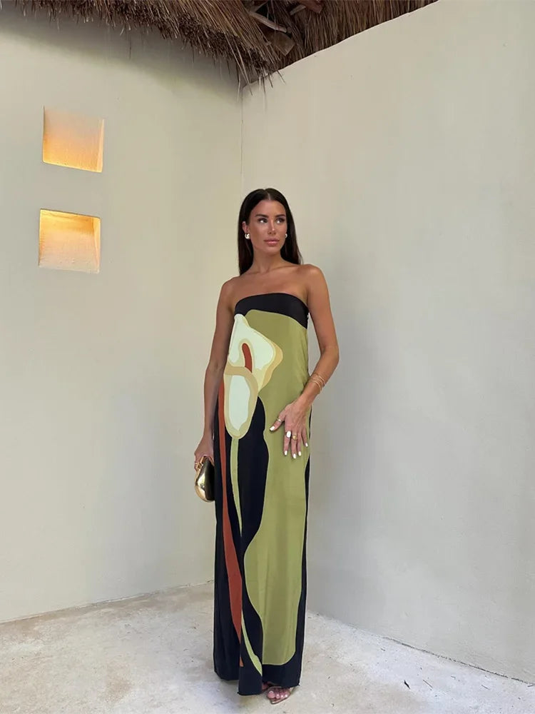 Colorful Maxi Dress with Flowing Silhouette