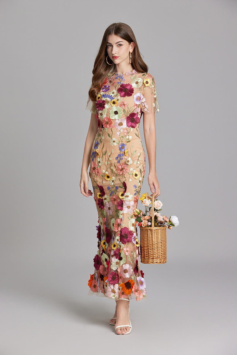 Sheer Maxi Dress with Embroidered Detailing