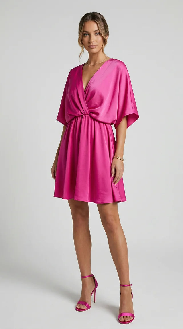 Flowy Wrap-Style Mini Dress